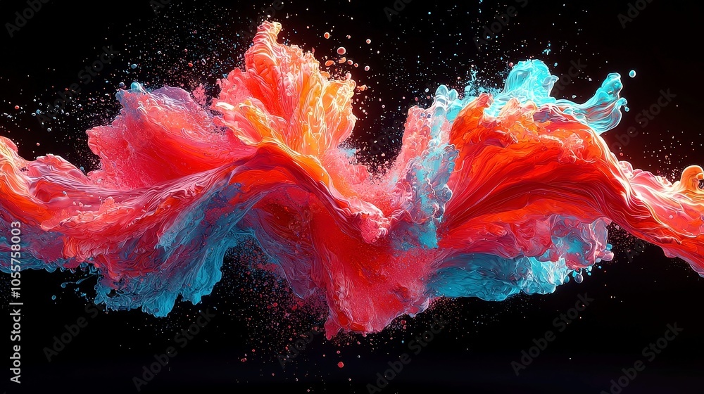 Poster vibrant abstract gradient waves, an immersive blend of color and light creating dynamic swirls and t