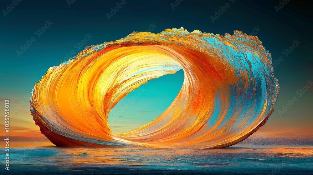 Poster vibrant abstract gradient waves, dynamic color transitions, swirling patterns, illuminated effects, 