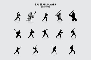 Baseball player silhouette group