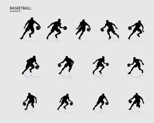 Basketball Player silhouette group or set