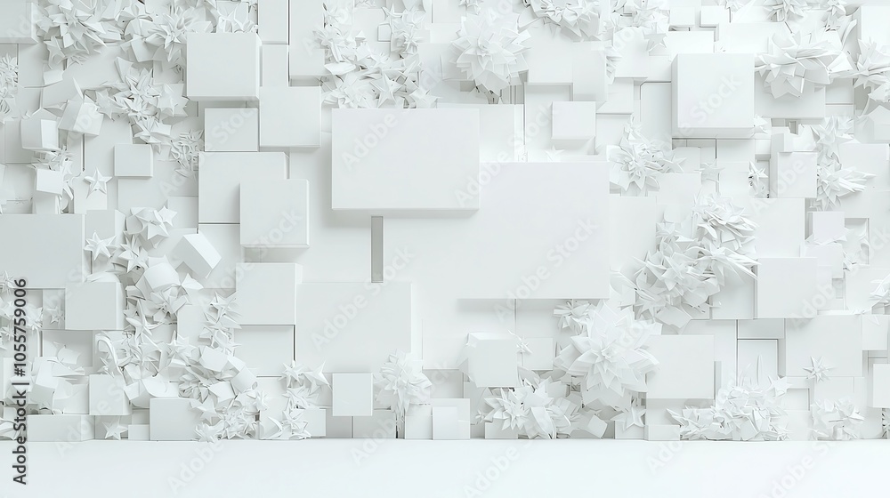 Poster abstract star pattern animation, an intricate design featuring an offset arrangement of smooth white