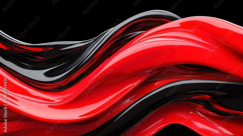 Poster abstract red and black line design, dynamic patterns intertwining, ideal for graphic design projects