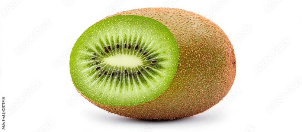 Poster closeup of kiwi fruit isolated on white background with clipping path