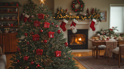 リビングにクリスマスツリー