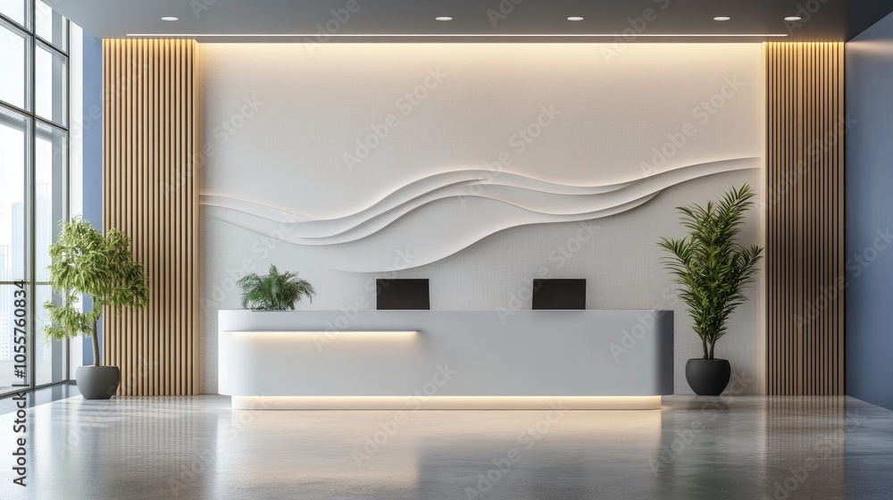 Poster office lobby reception with side view