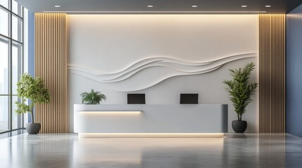 Office lobby reception with side view