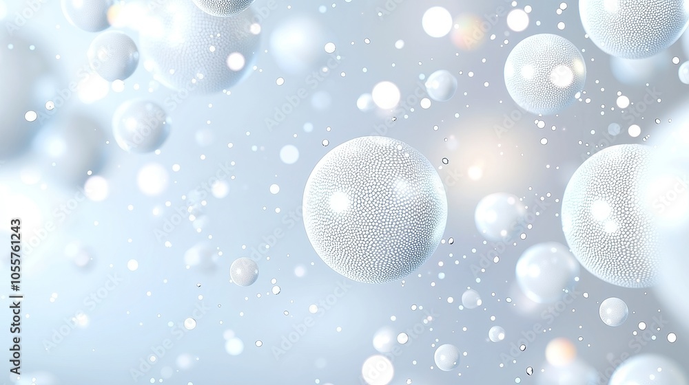 Poster bubbles in motion, a gentle cascade of gray gradient dots creating a mesmerizing backdrop, perfect f
