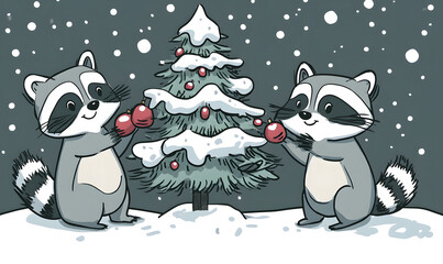 Joyful Christmas and New Year Collection: Santa, Festive Animals, Whimsical Decorations, Cozy Holiday Scenes, and Playful Winter Elements on White Background