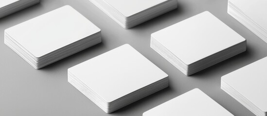 Blank Business Cards Template On Gray Background Mockup For Branding Identity For Designers Black And White Image