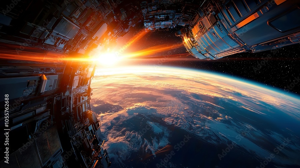 Poster futuristic earth data flow, vibrant streams of information traverse a tech-enhanced globe, showcasin
