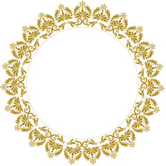 Elegant Thai-Inspired Floral Circular Gold Frame with Intricate Patterns and Flourishes