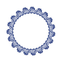 Vector floral pattern. Blue floral frame with vintage winter design