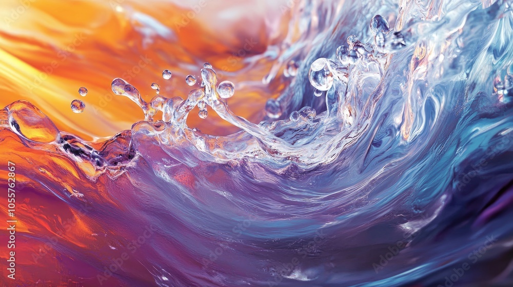 Poster a captivating water splash showcasing the dynamic flow and elegance of liquid in a vibrant pristine 