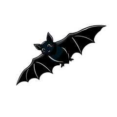 Fototapeta premium A bat clipart, flying creature, vector illustration, black, isolated on white background. Generative AI