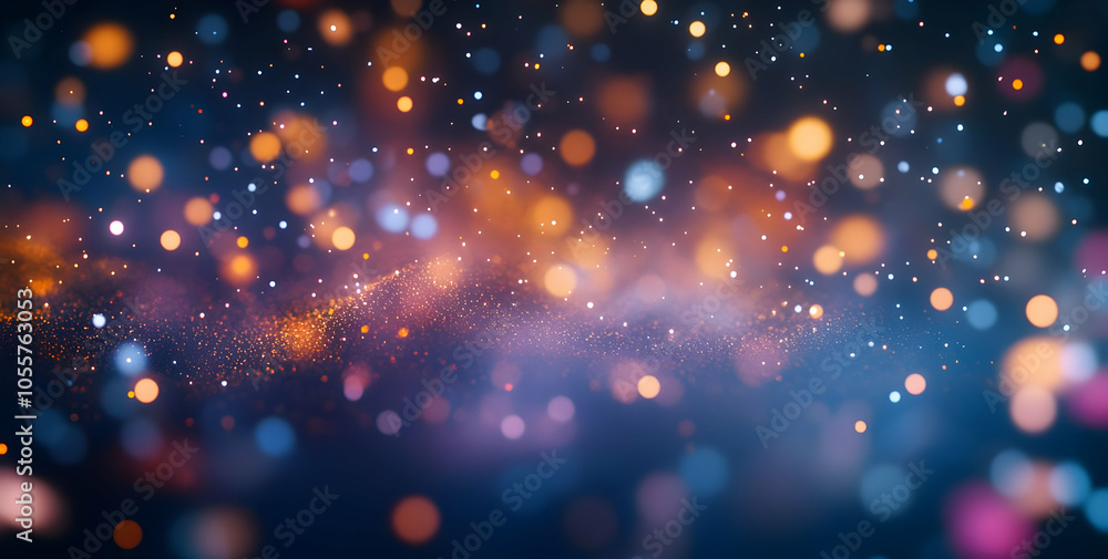 Poster abstract background with vibrant bokeh lights in various colors.