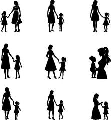 Mom baby silhouette set 