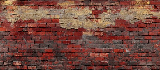 Naklejka premium The Mottled Red Brick Wall Is Full Of Traces Of Time