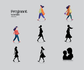 Pregnant woman silhouette set 01