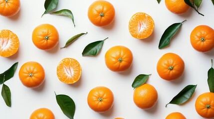 Succulent tangerines displayed against a clean white background