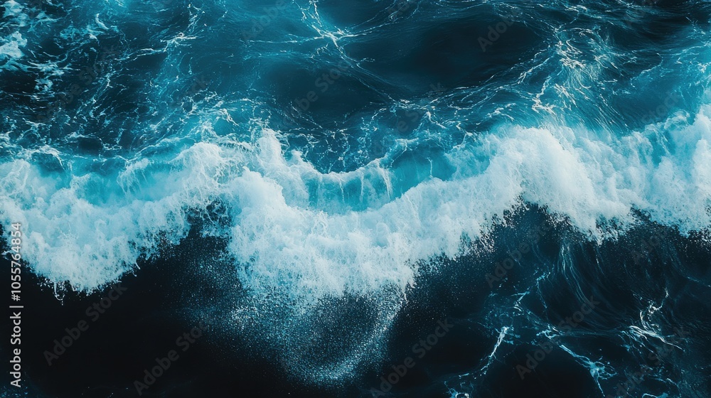 Poster vivid blue ocean waves create a dynamic and energetic backdrop
