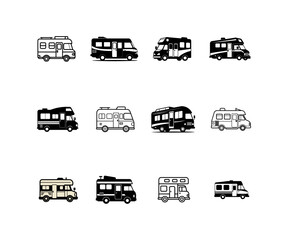 RV Van silhouette set 01