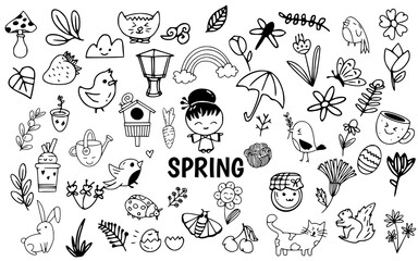 spring hand drawing doodle