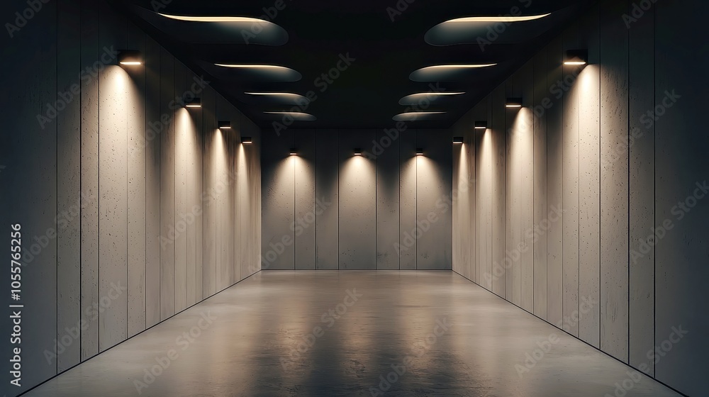 Poster illuminated wall loop animation, dynamic display of lights cascading across a smooth surface, creati