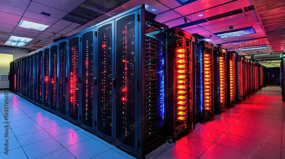 Poster dynamic large-scale data center with colorful lights