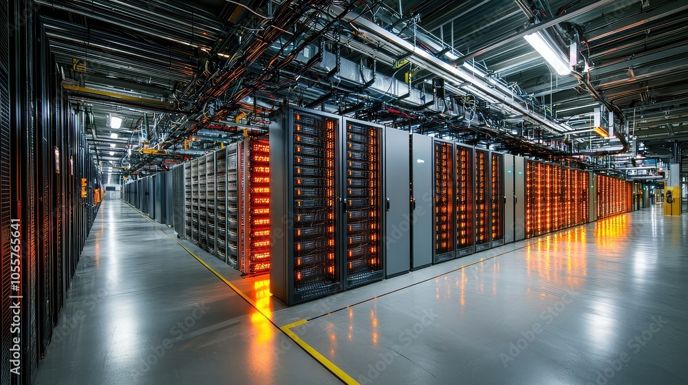 Poster large scale data center with dynamic server racks
