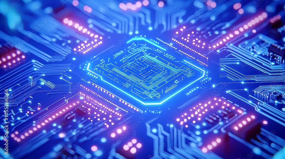 Poster futuristic blue circuit board animation, showcasing a high-tech circle hud design with dynamic data 