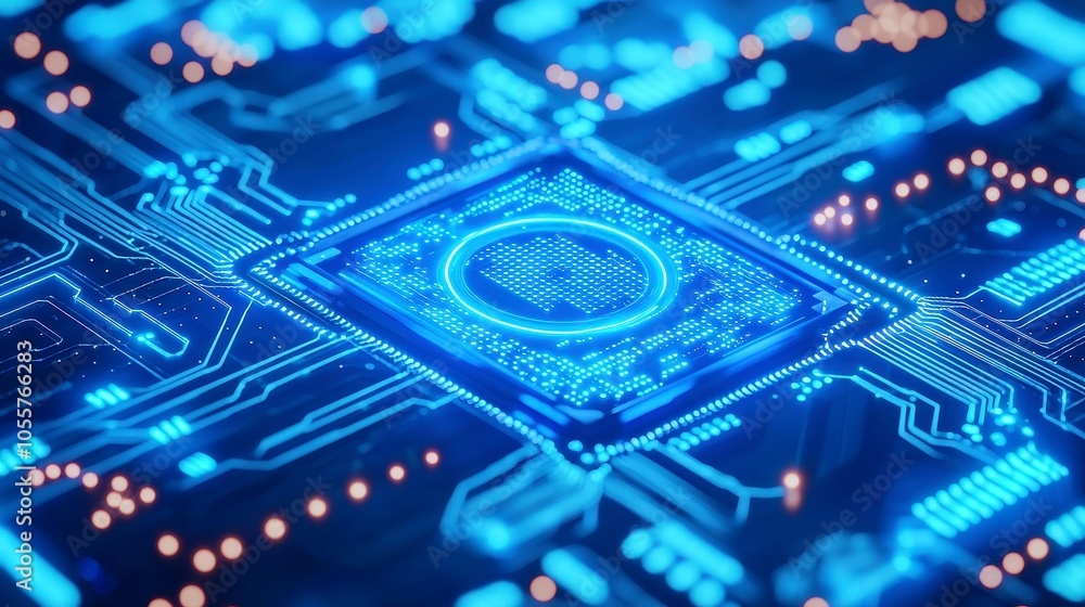 Aufkleber futuristic blue circuit board animation, dynamic motion graphic showcasing a tech-inspired hud desig