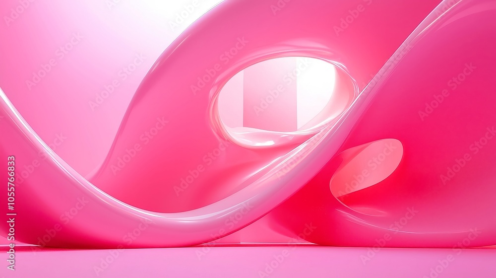 Poster pastel pink gradient fashion background, an elegant blend of soft hues and modern geometric circles,