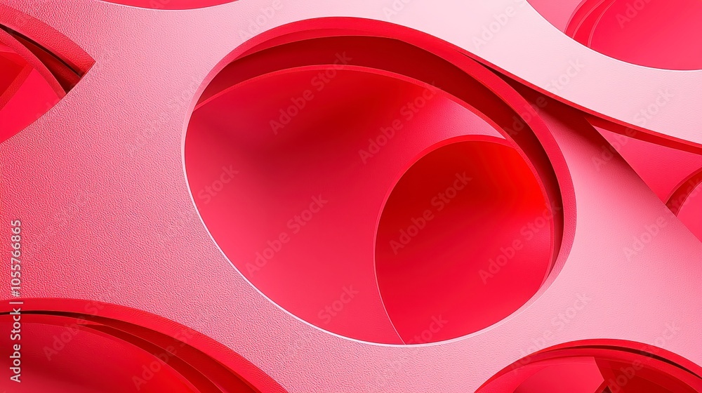 Poster pastel pink gradient with geometric circles, an elegant abstract design featuring a seamless loop of
