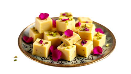 Barfi indian sweet dessert food isolated on white background