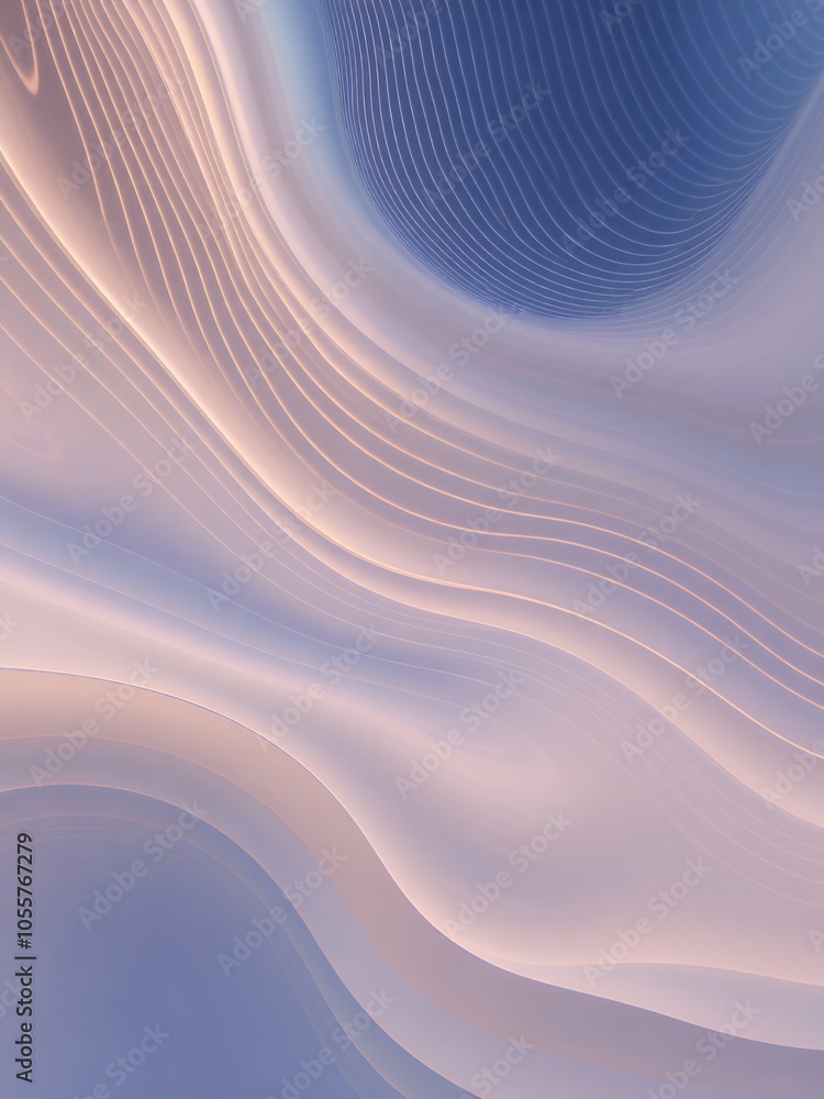 Poster abstract background with soft, flowing lines in blue and pink.