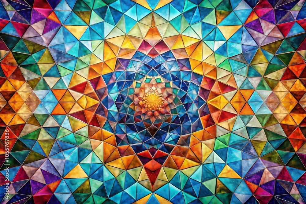 Poster colorful abstract mosaic mirage with dynamic geometric patterns and shapes for modern art enthusiast