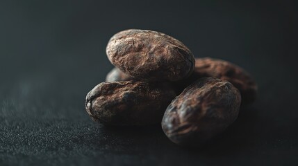 Obraz premium Freshly Roasted Cacao Beans Close-Up Photography