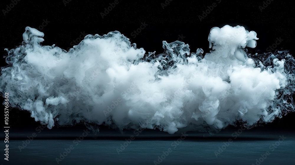 Poster dynamic white smoke billowing across a dark canvas, creating a sense of motion and depth, ideal for 