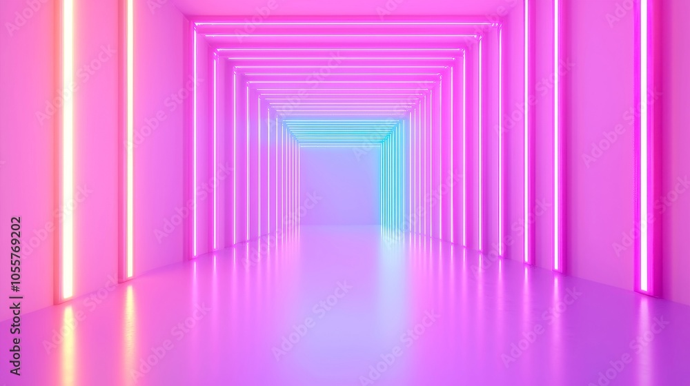 Poster vibrant retro neon vj loop, elongated rectangular shapes pulsating in vivid colors, dynamic motion c