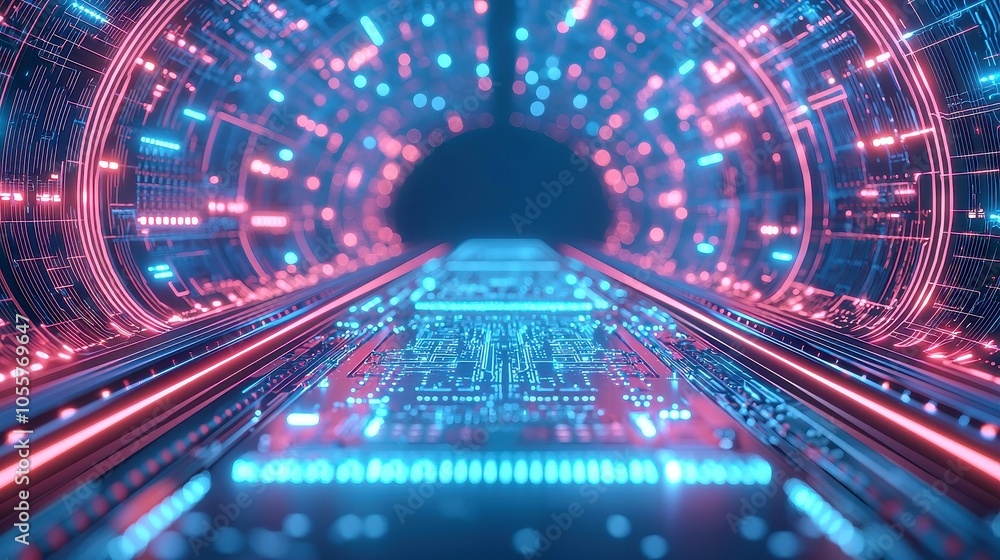 Poster high-tech circuit board innovation, a seamless looping 4k virtual animation showcasing an advanced c