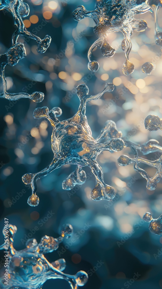 Poster 3d neuron close-up showing synaptic transmission detail