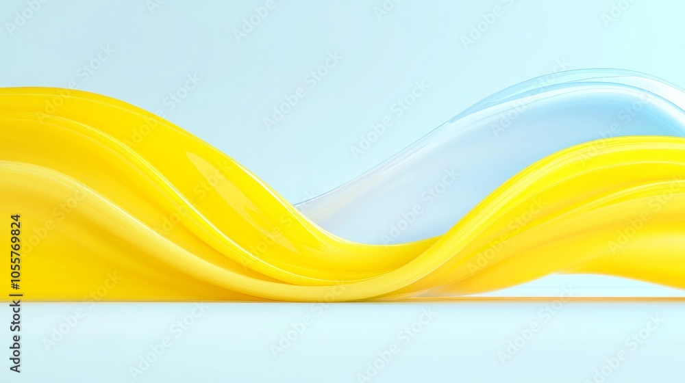Poster soft blue and yellow waves, an abstract background featuring gentle waves in vibrant yellow and soft