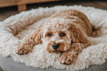 Cute Dog Curled Up and Sleeping