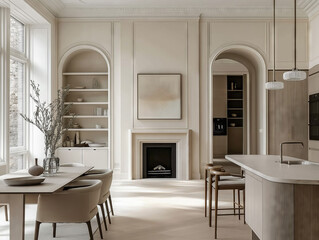 Interior design for a modern open space in a classic brick house in central London.