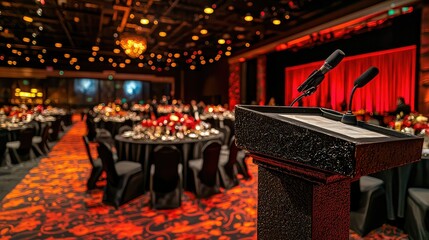 Elegant Podium at Charity Auction Event with Captivating View