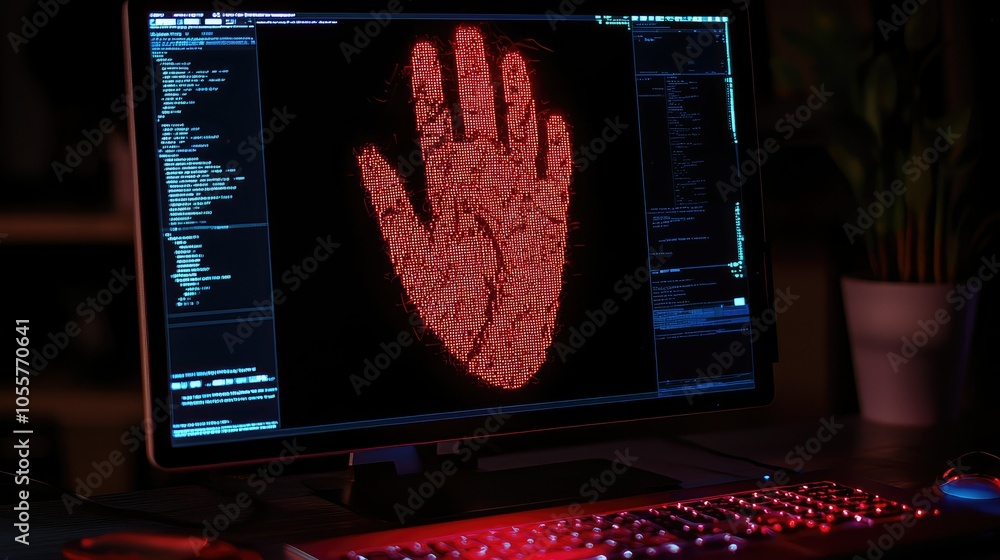 Poster digital footprint and hackers visualization