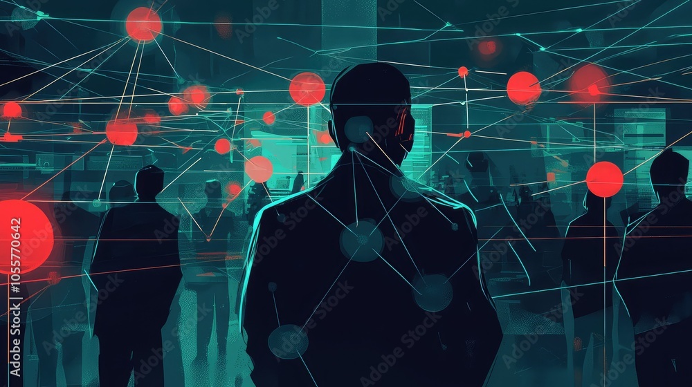 Poster captivating hacker connecting to dark networks