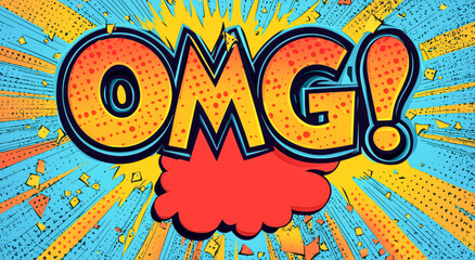Fototapeta premium Comic speech bubble with expression text OMG.Bright dynamic cartoon illustration in retro pop art style
