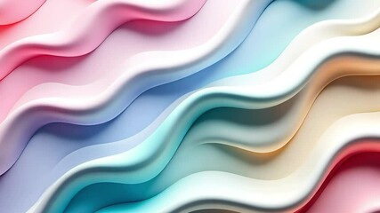 A smooth, abstract background featuring flowing waves in soft pastel colors, creating a calming and modern aesthetic suitable for various design applications.
