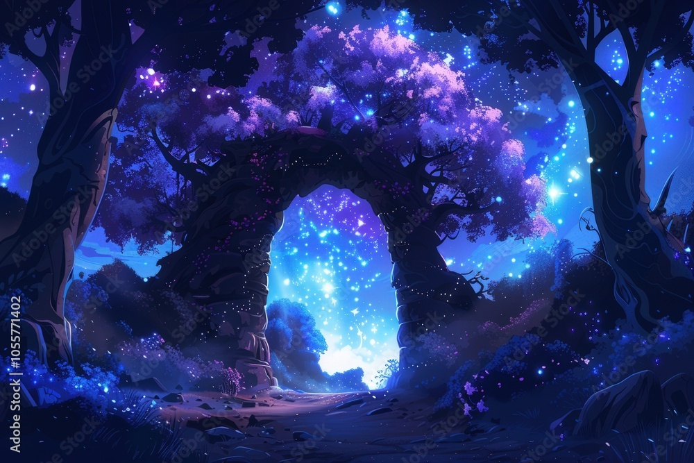 Poster a forest with a large archway in the middle